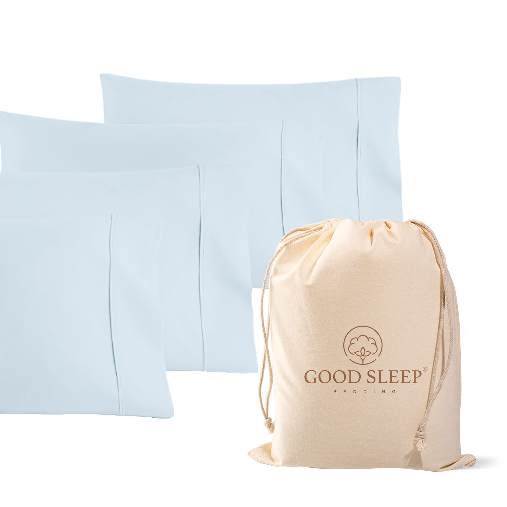 2 Pack 1000 TC Egyptian Cotton Pillowcases Sateen
