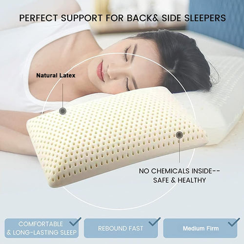 100% Natural Latex Pillow Medium Firm Neck Support