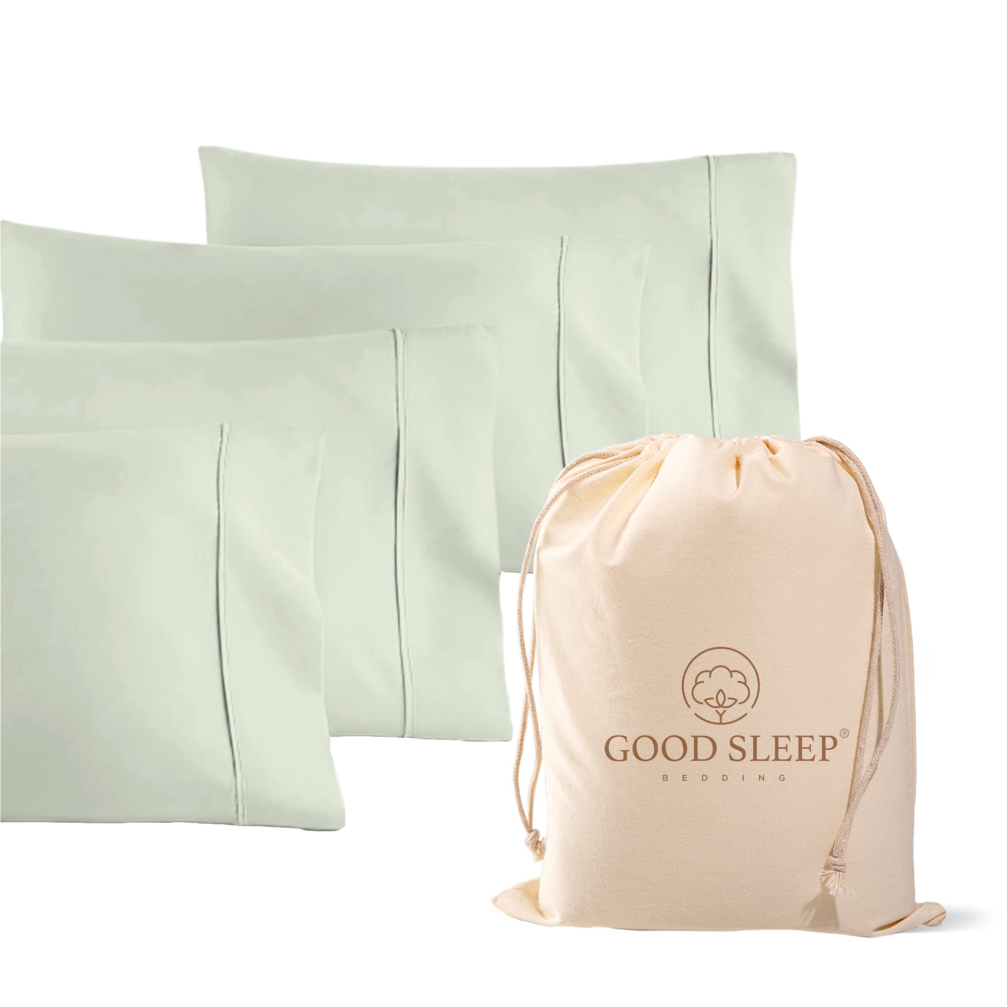 2 Pack 1000 TC Egyptian Cotton Pillowcases Sateen