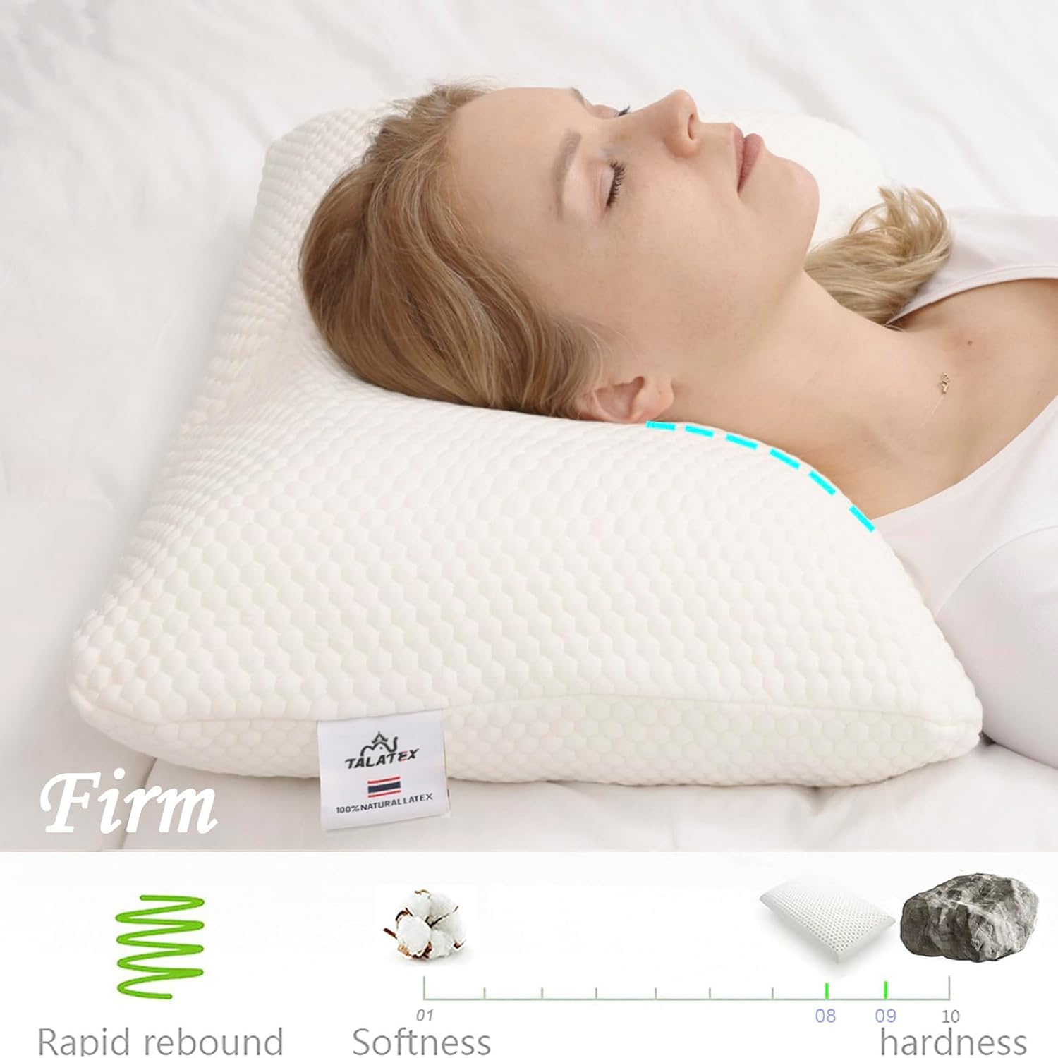 100% Natural Talalay Latex Pillow Pressure Relief