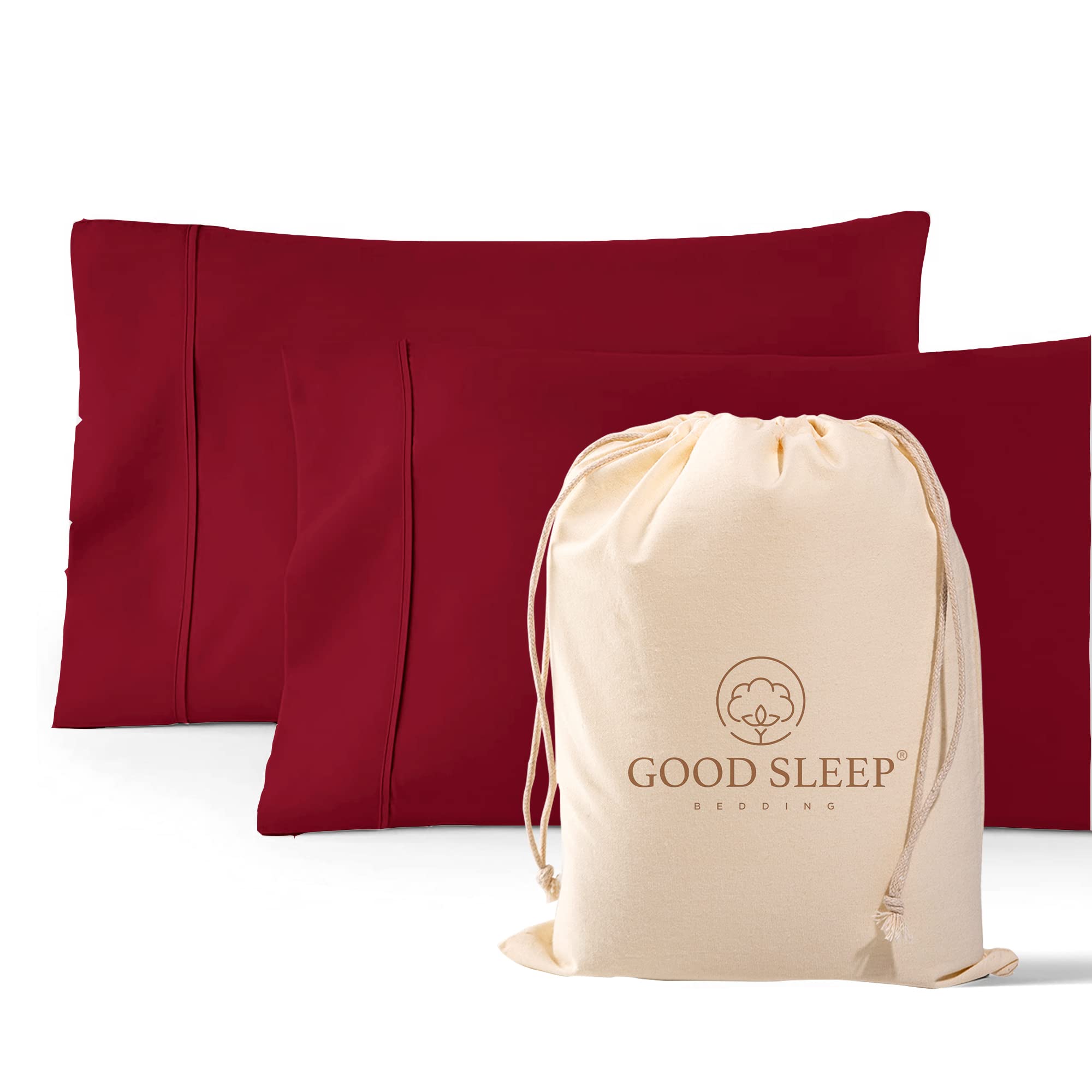 2 Pack 1000 TC Egyptian Cotton Pillowcases Sateen