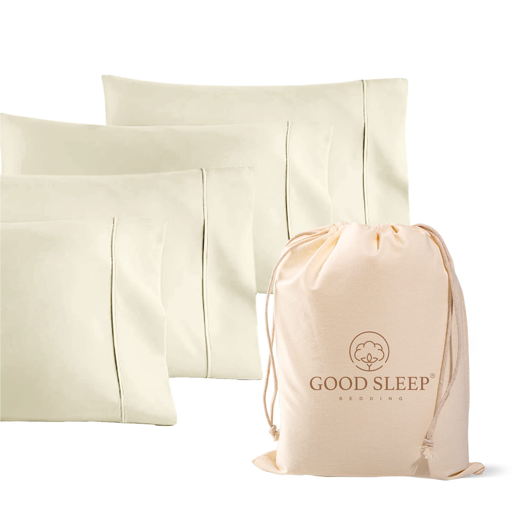 2 Pack 1000 TC Egyptian Cotton Pillowcases Sateen