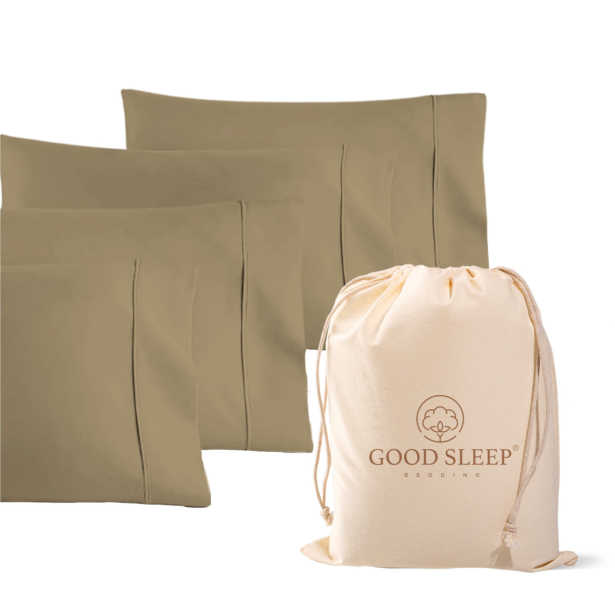 2 Pack 1000 TC Egyptian Cotton Pillowcases Sateen