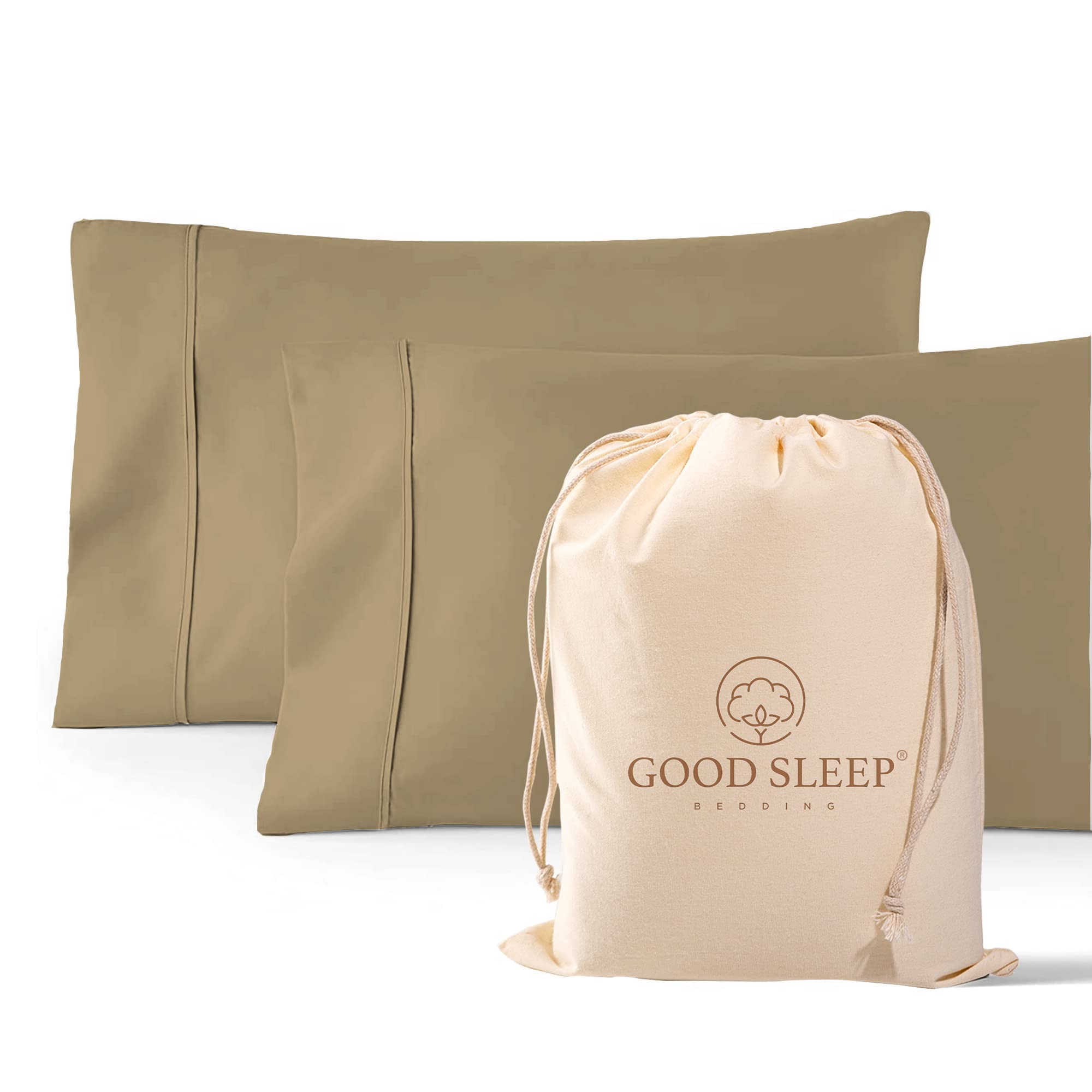 2 Pack 1000 TC Egyptian Cotton Pillowcases Sateen