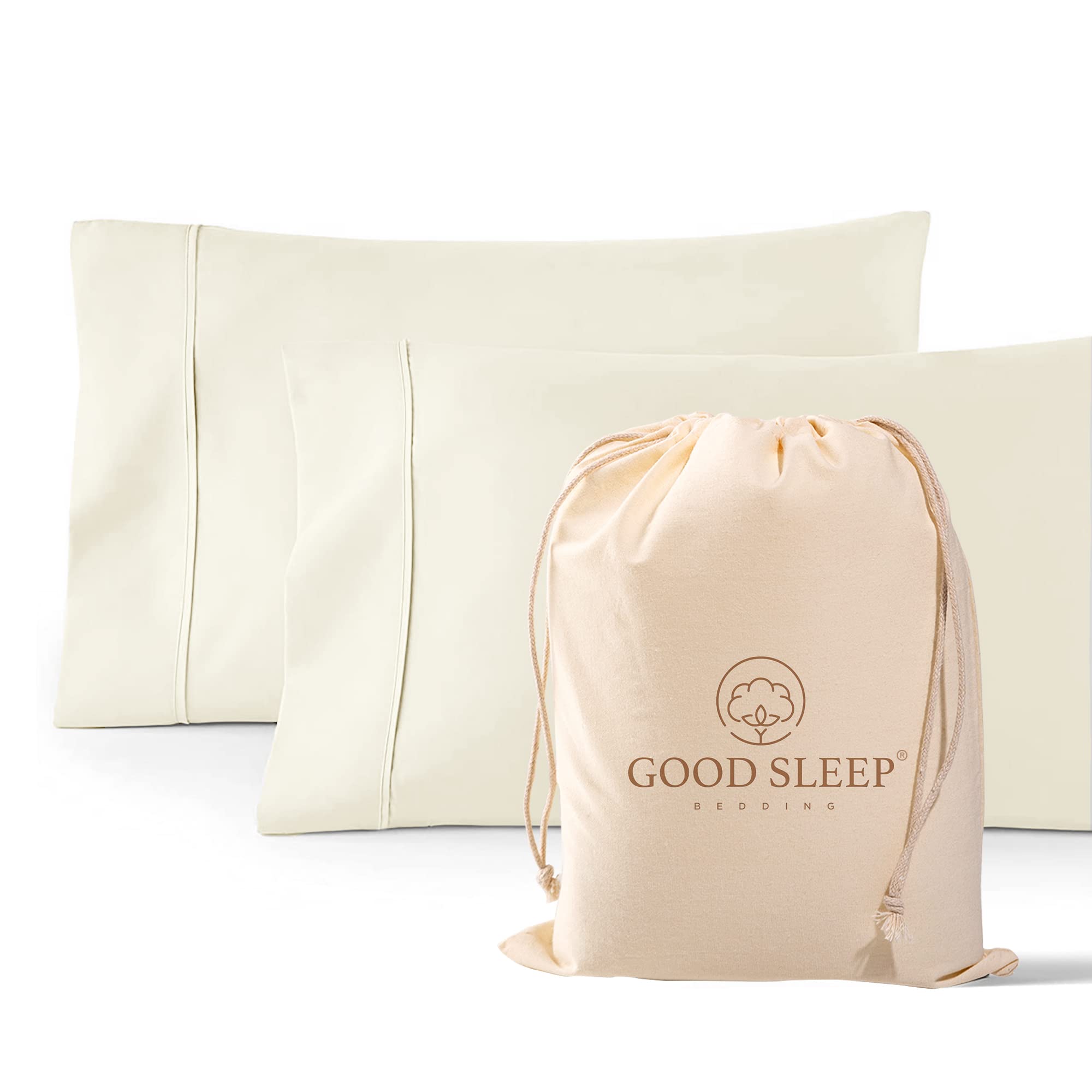 2 Pack 1000 TC Egyptian Cotton Pillowcases Sateen