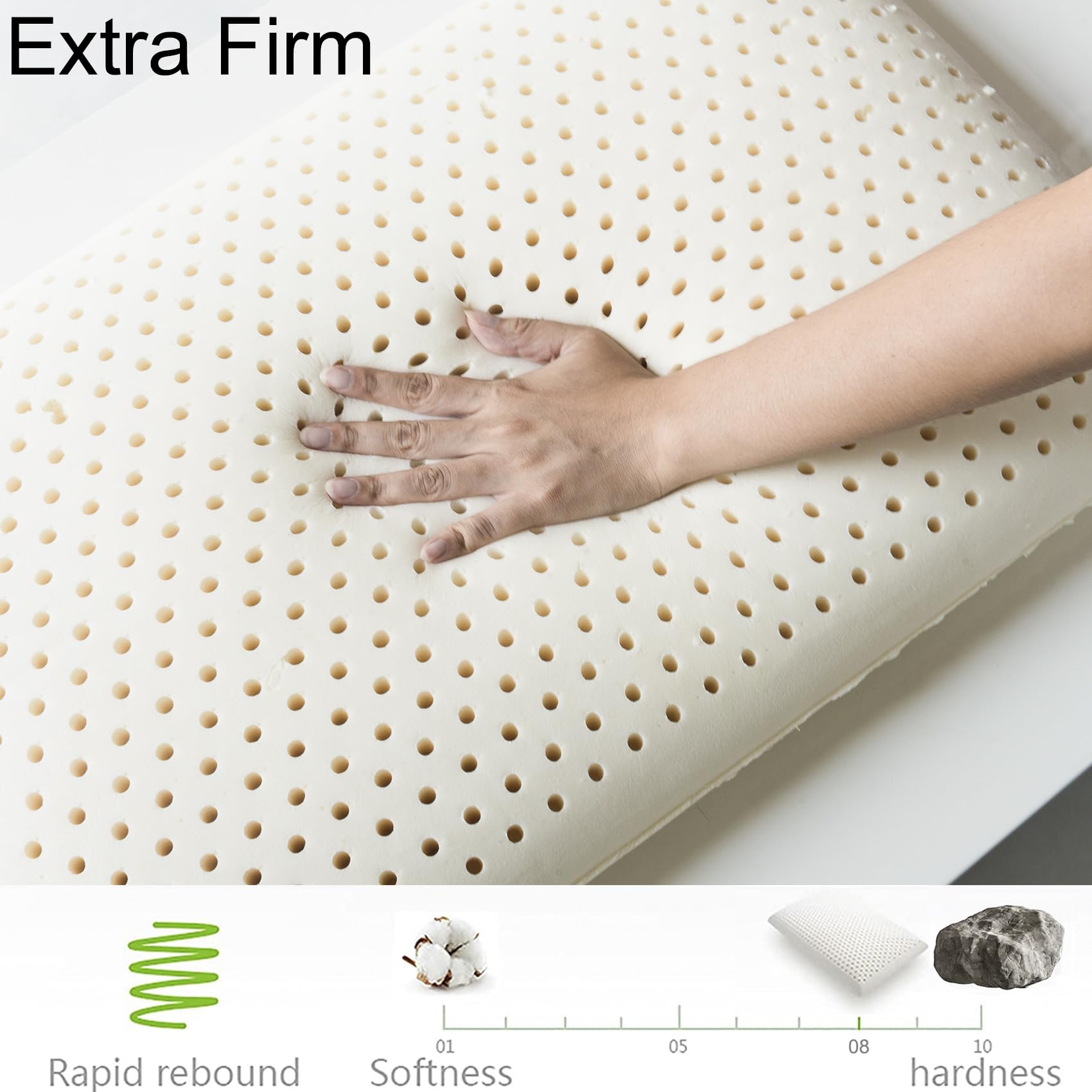 100% Natural Latex Pillow Medium Firm Neck Support