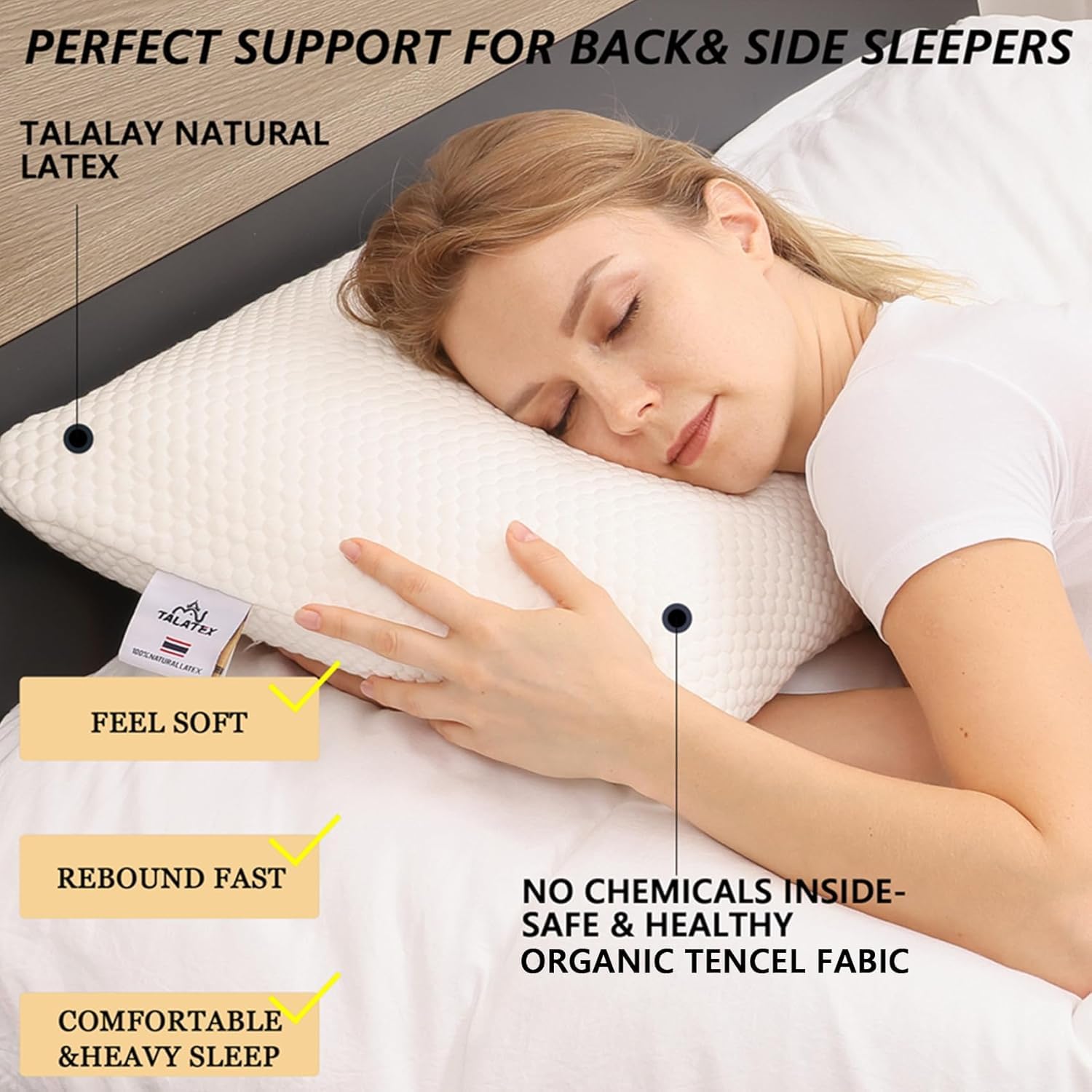 100% Natural Talalay Latex Pillow Pressure Relief