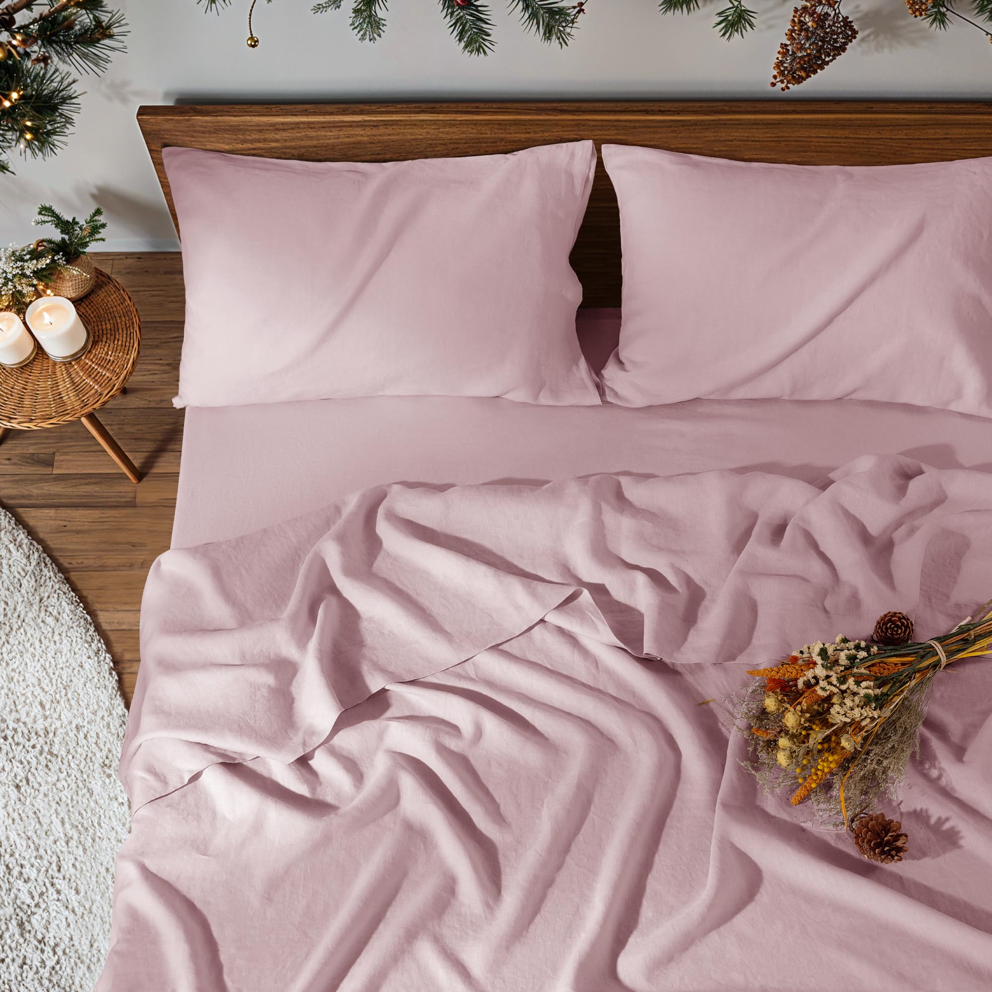 100% Pure Linen Sheet Set Breathable Natural Bedding