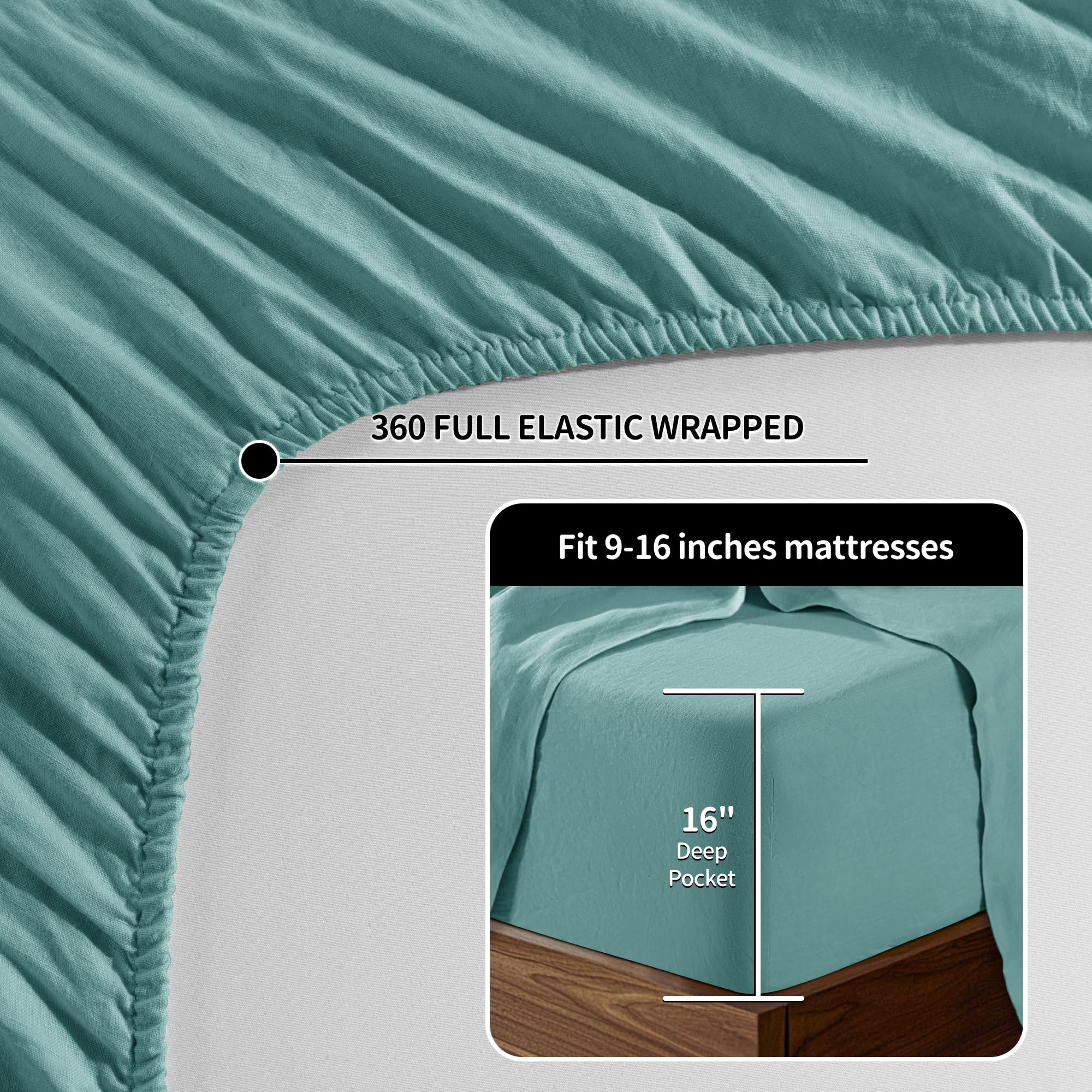 100% Pure Linen Sheet Set Breathable Natural Bedding